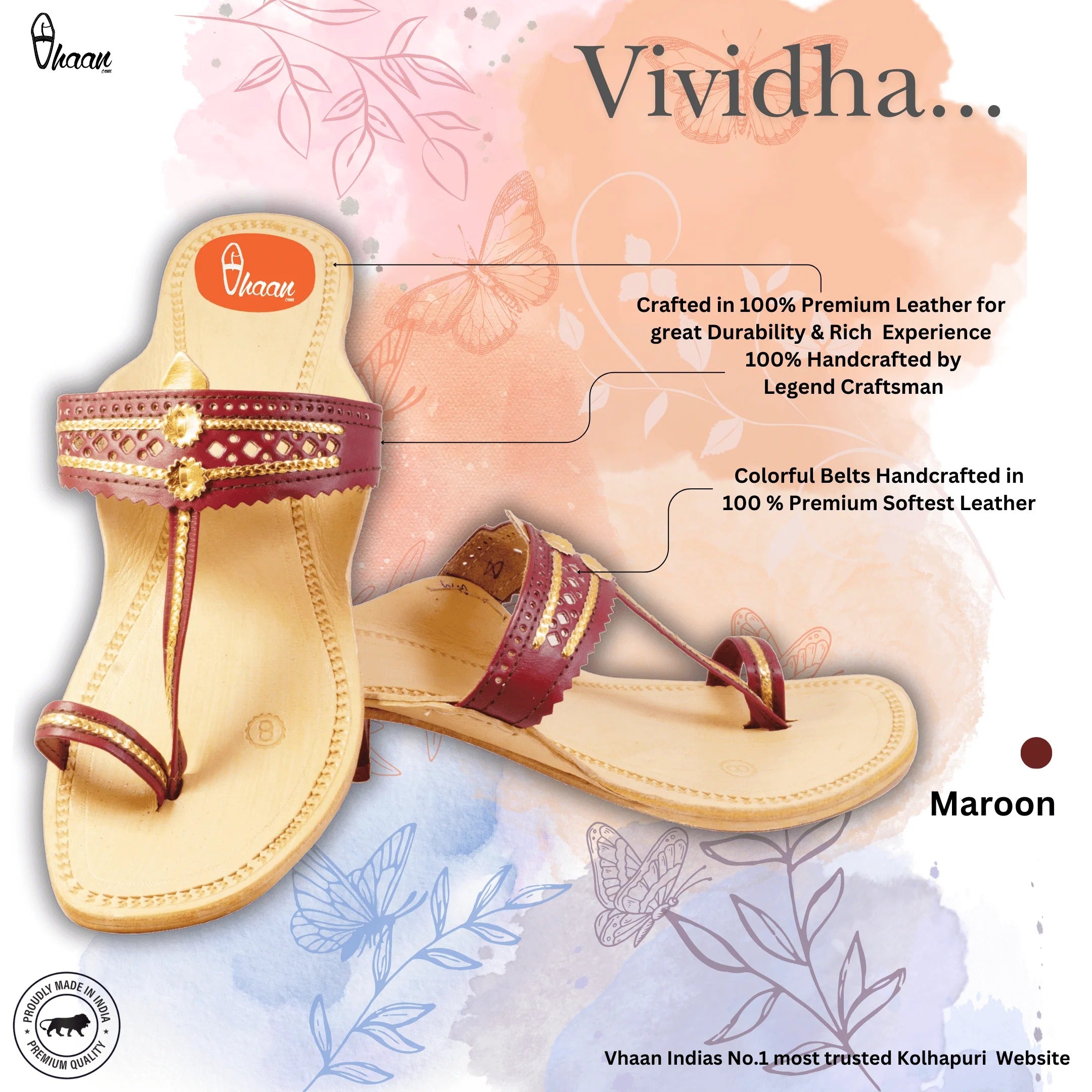 Maroon Color Soft Kolhapuri Chappal