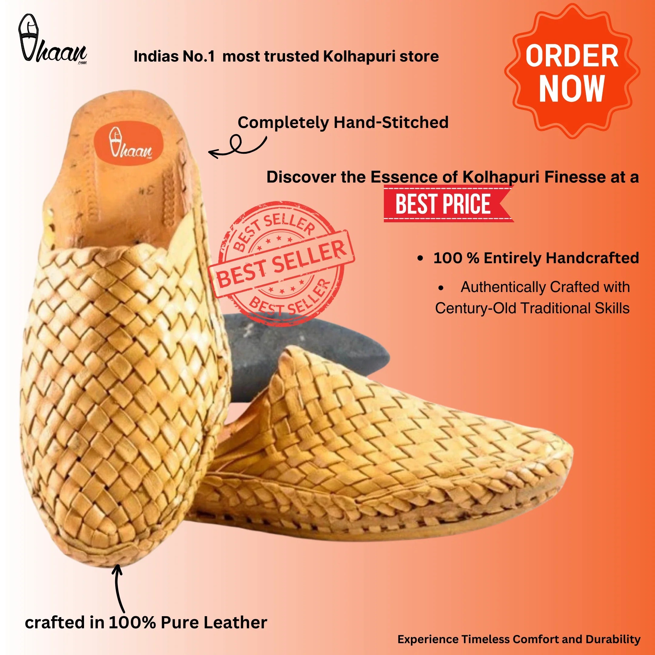 Handmade Pure Leather Ethnic Design Slip