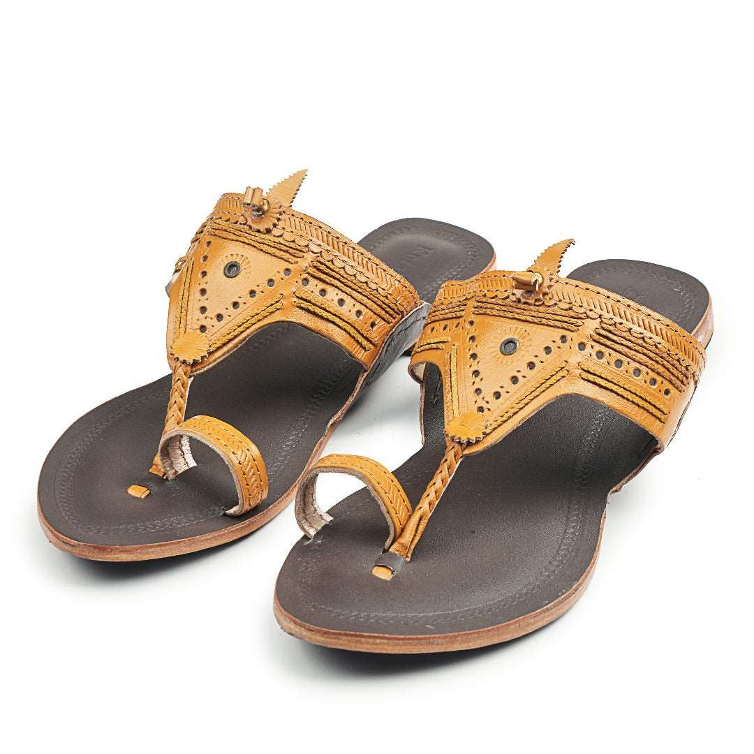 Chic Triangula Dual- kolhapuri leather chappal for women