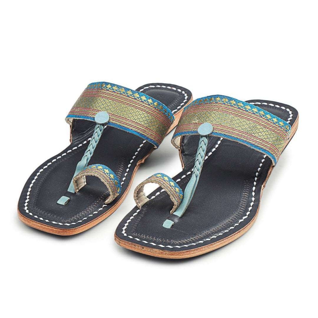 Blue on Blue - Kolhapuri Chappal for women