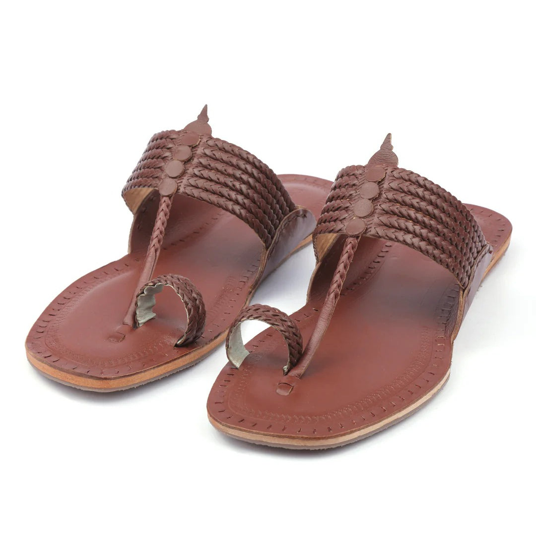 Six Red Braids - Men Kolhapuri chappal