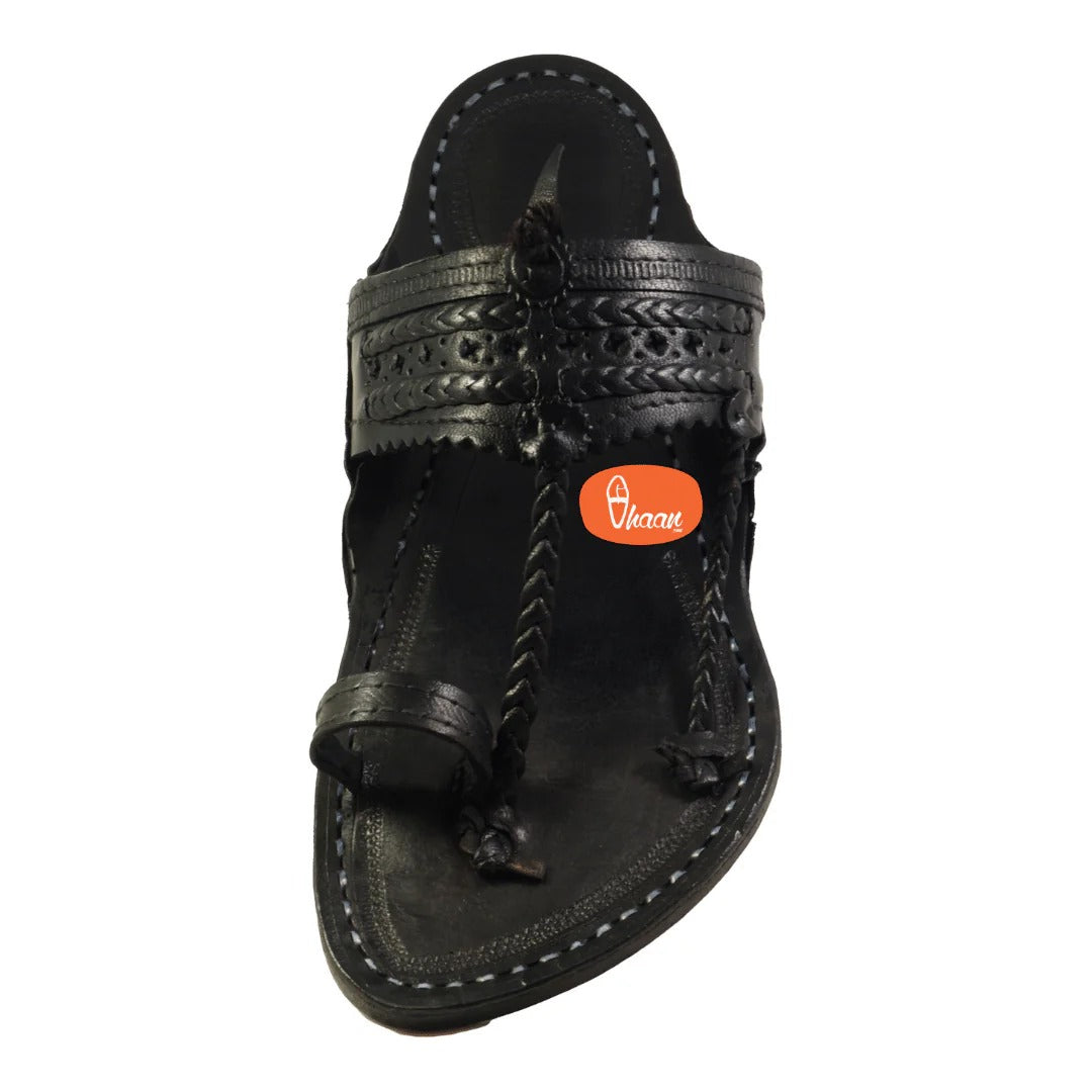 Black Pure Leather Kapashi kolhapuri