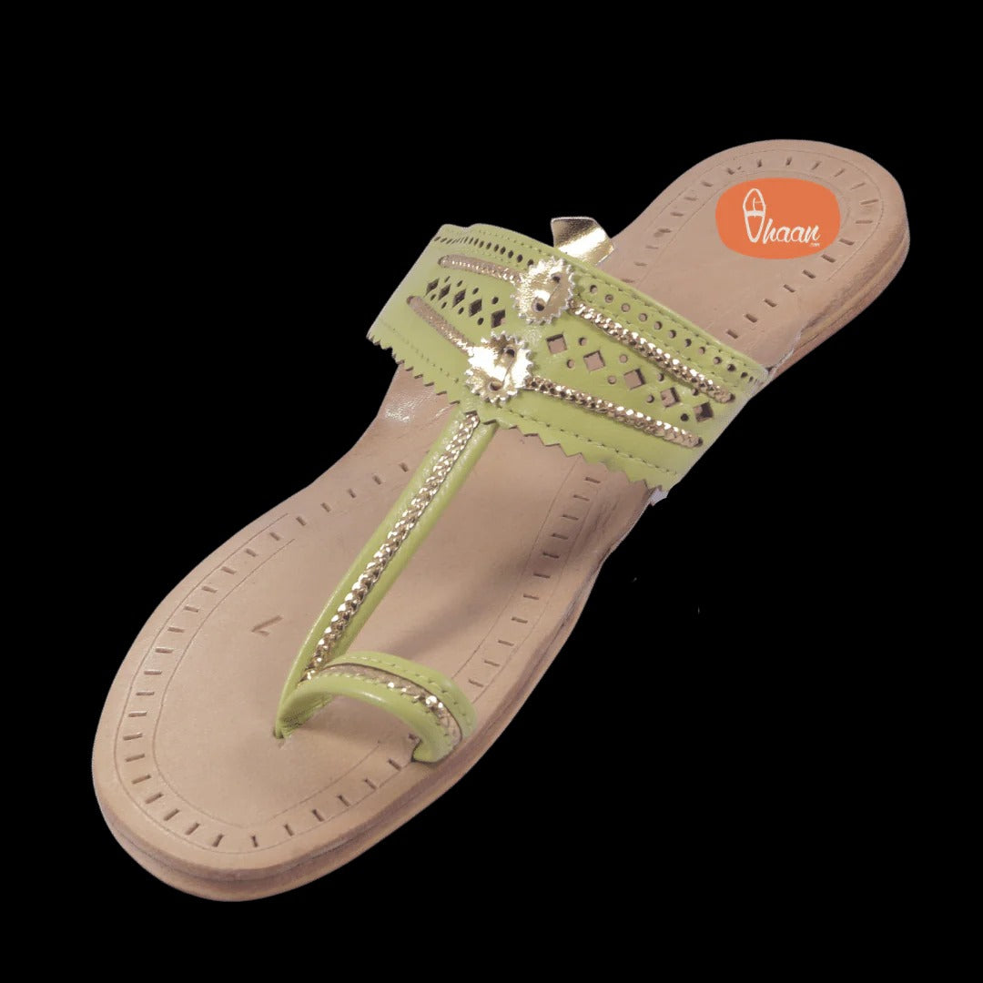 Lemon Green Color Ladies Kolhapuri Chappal