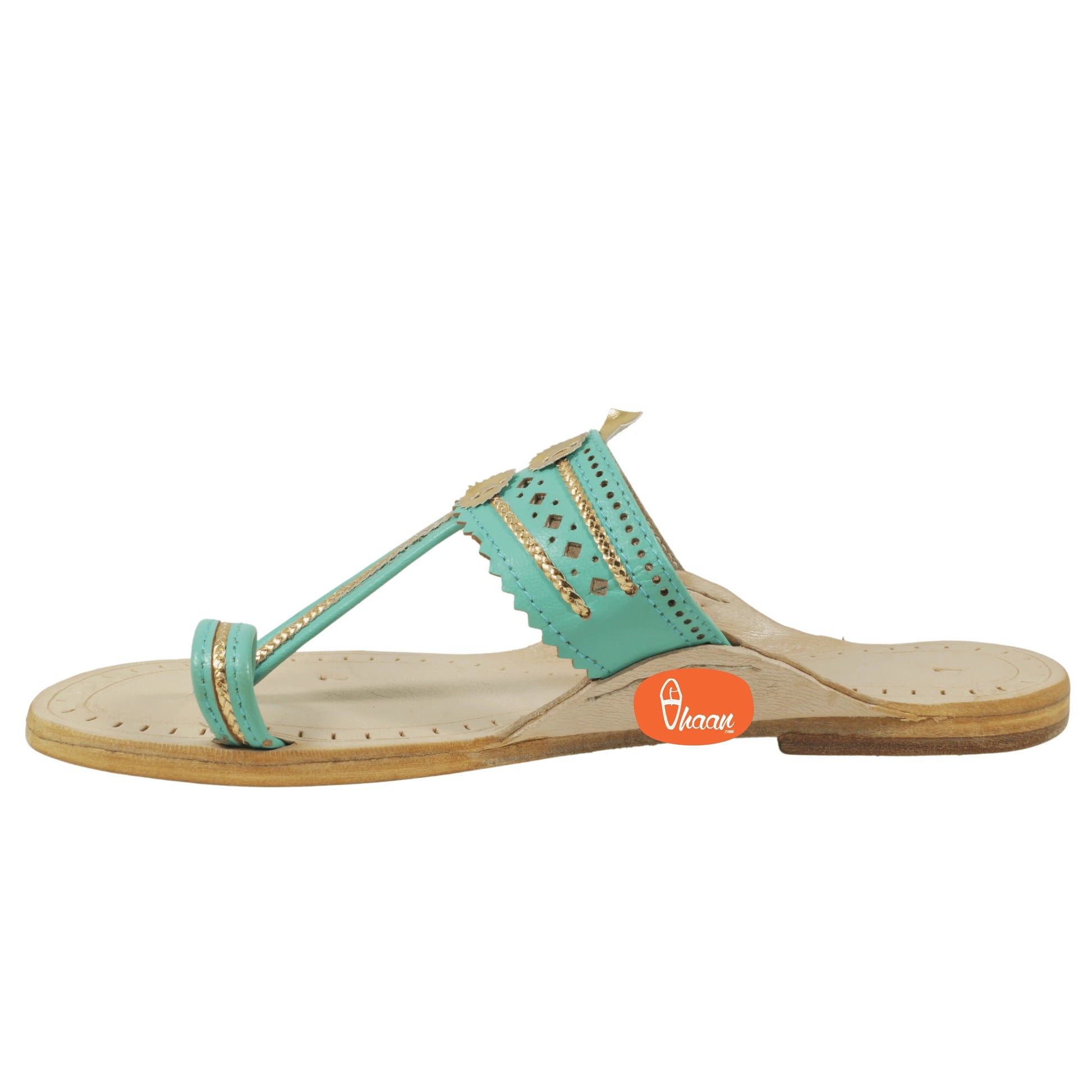 Sky Blue Pure Leather Ladies Kolhapuri