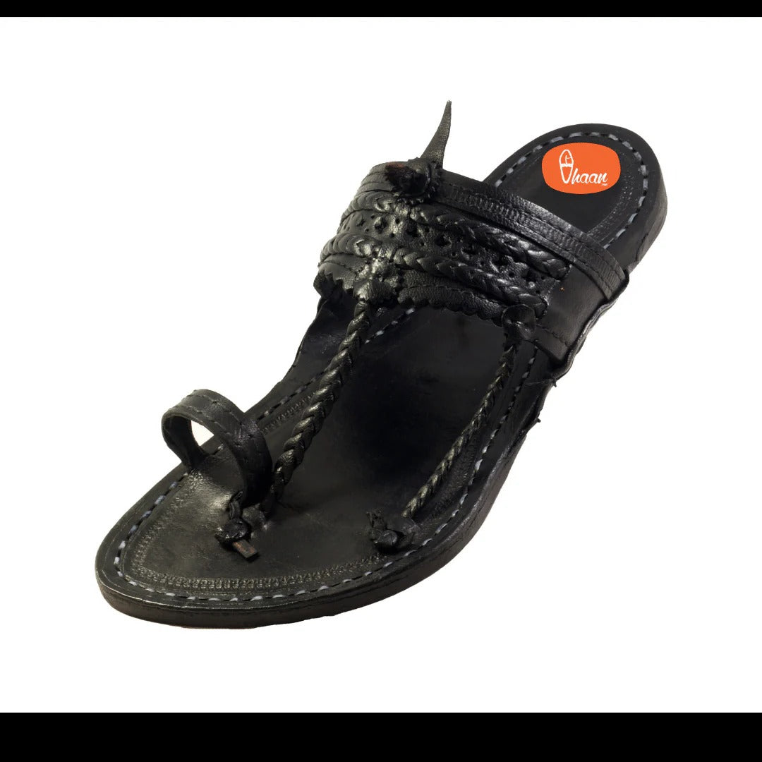 Black Pure Leather Kapashi kolhapuri