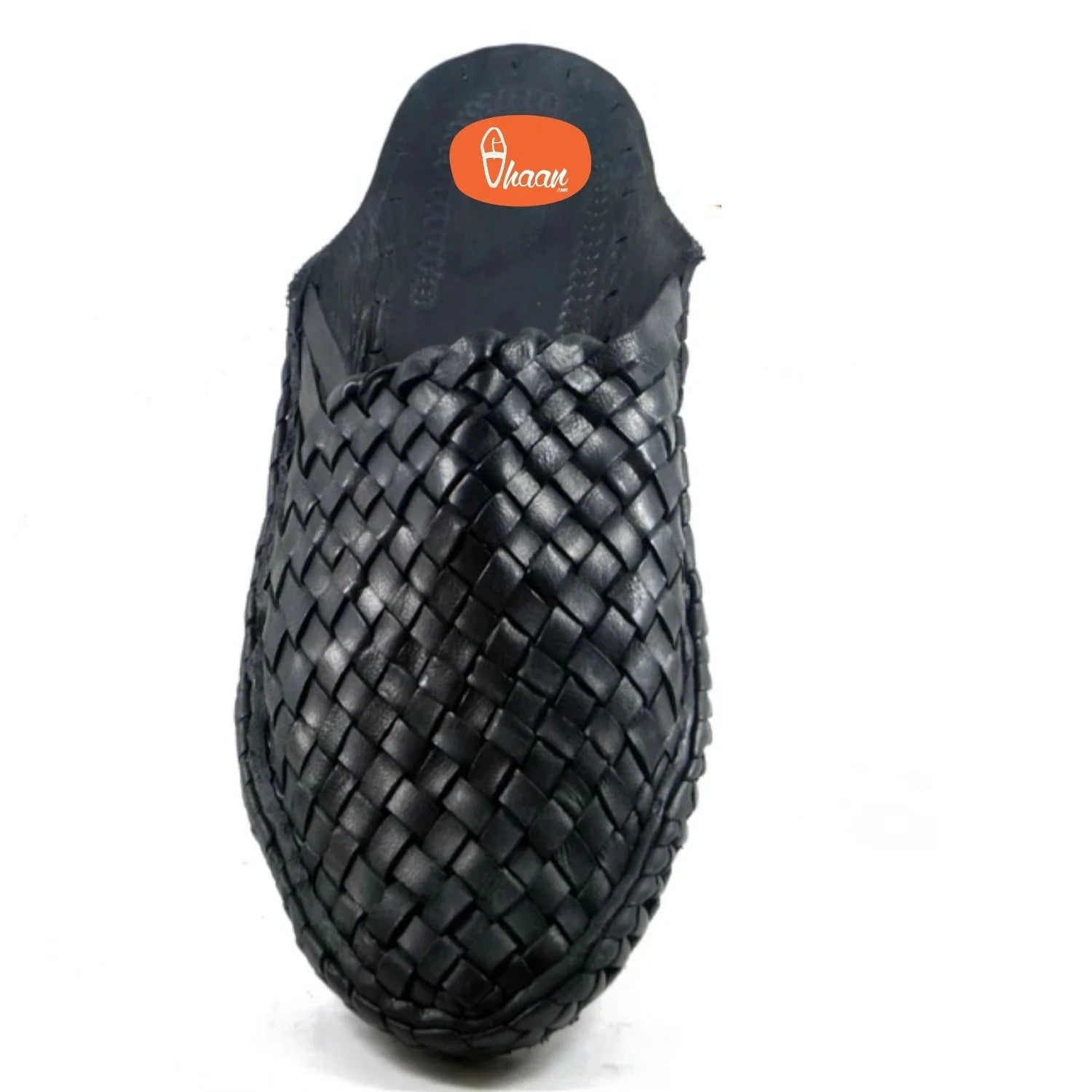 Black Color Handstitched Half Net Slip-on
