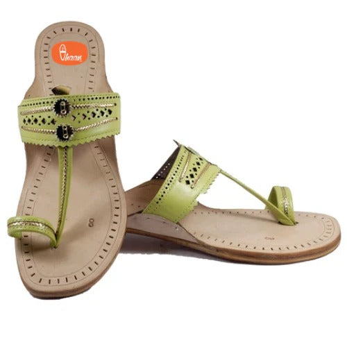 Pastel Green Ladies Color Kolhapuri