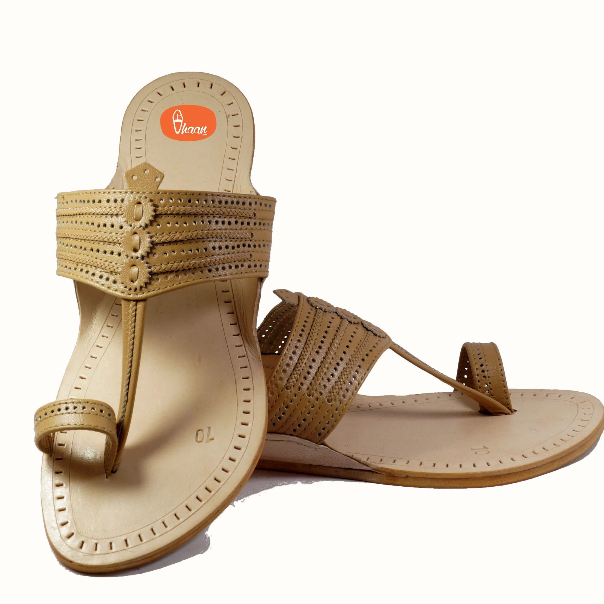 Cream Colour leather Kolhapuri