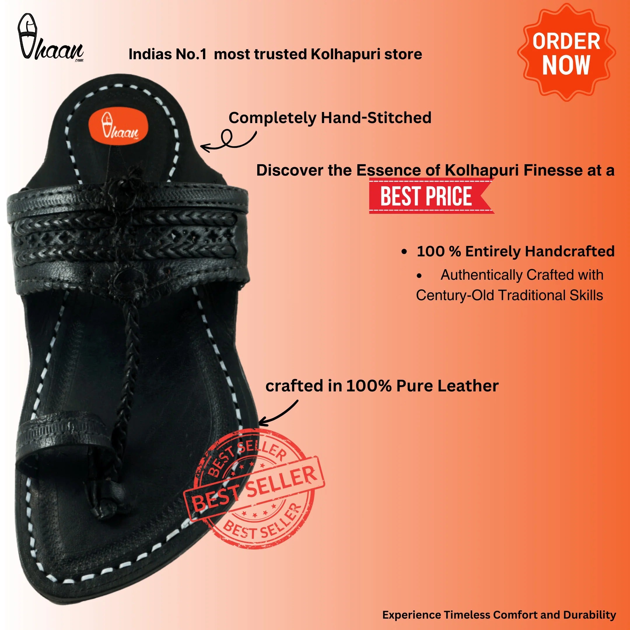 Single wadi Dark Black Pure Leather