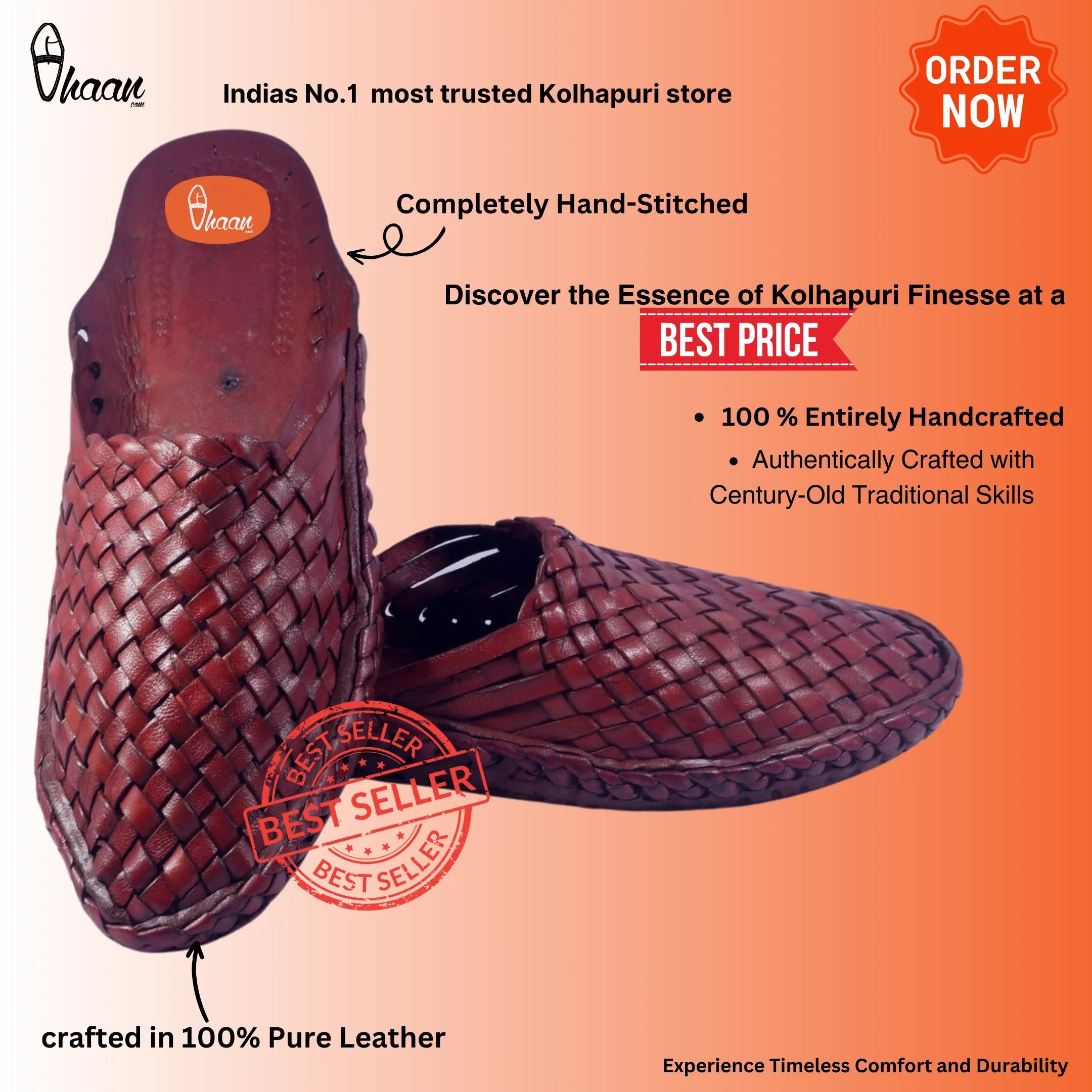 Red Color Slip On Mens Kolhapuri
