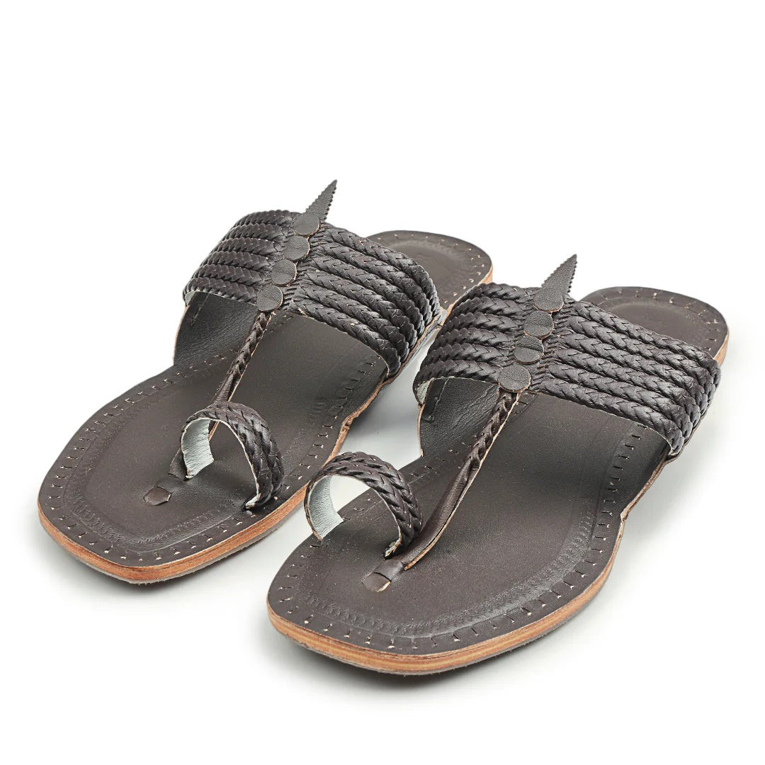 Six Brown Braids - Kolhapuri Chappal for men
