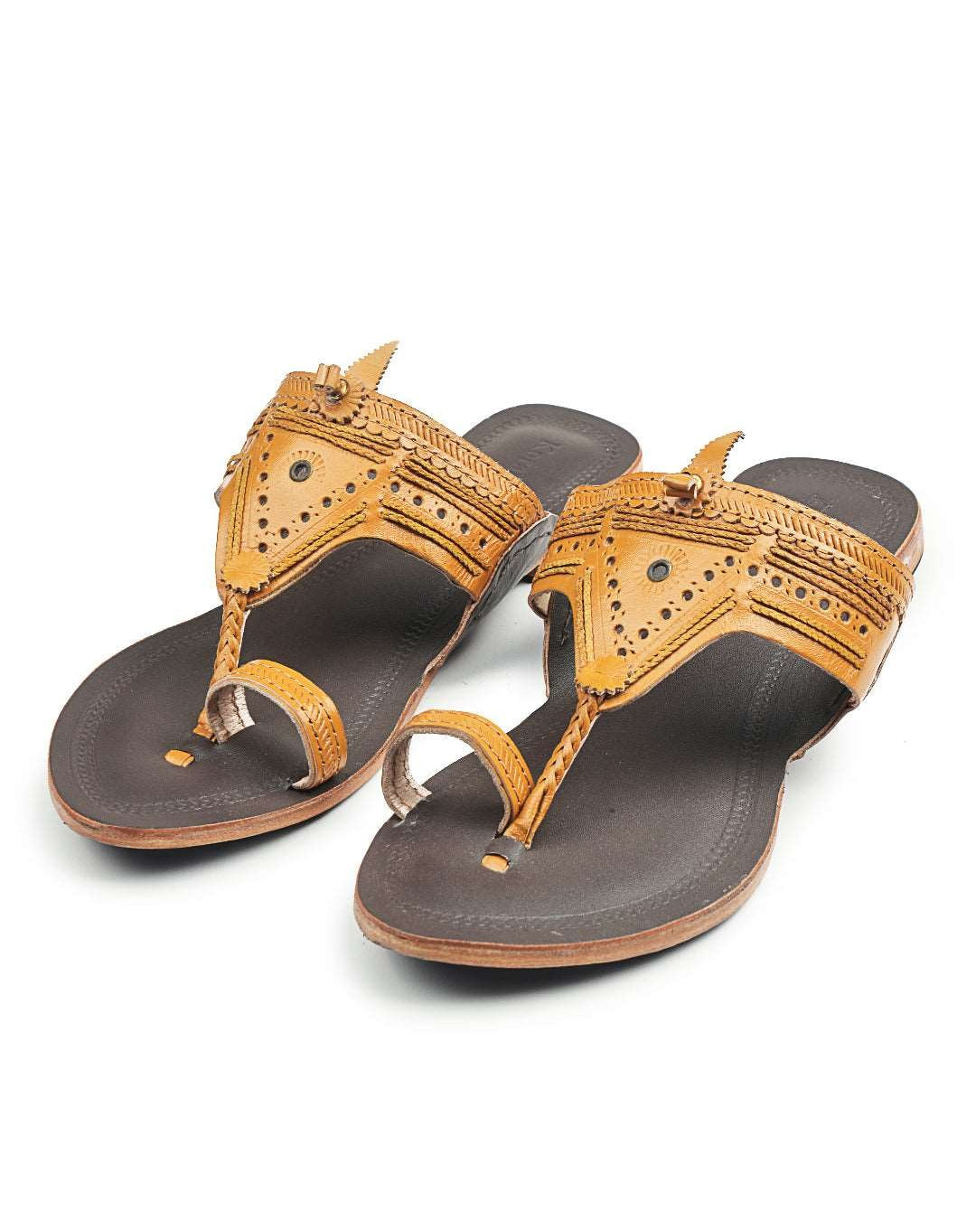Chic Triangula Dual- kolhapuri leather chappal for women