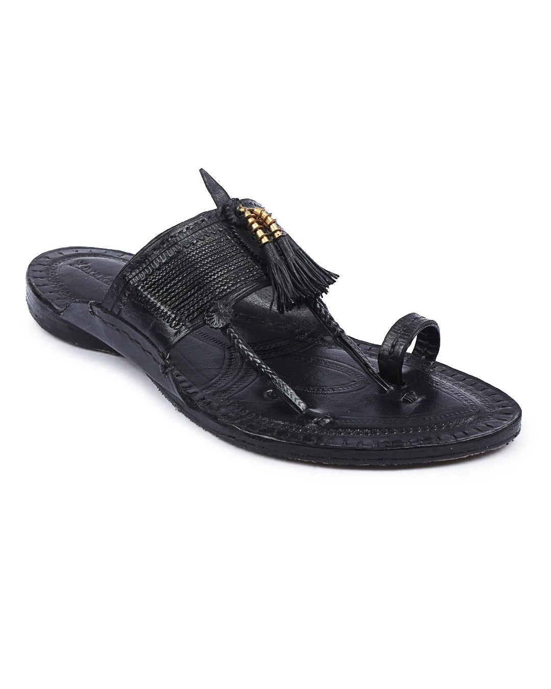 Classic Men in Black - Kolhapuri Chappal