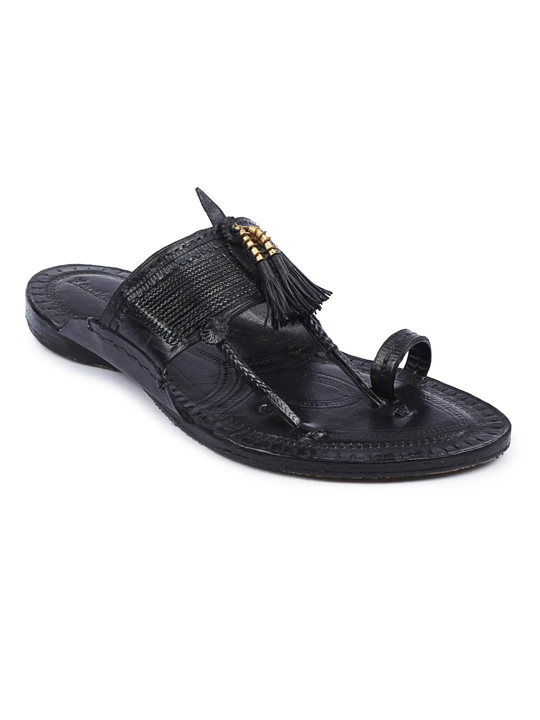 Classic Men in Black - Kolhapuri Chappal