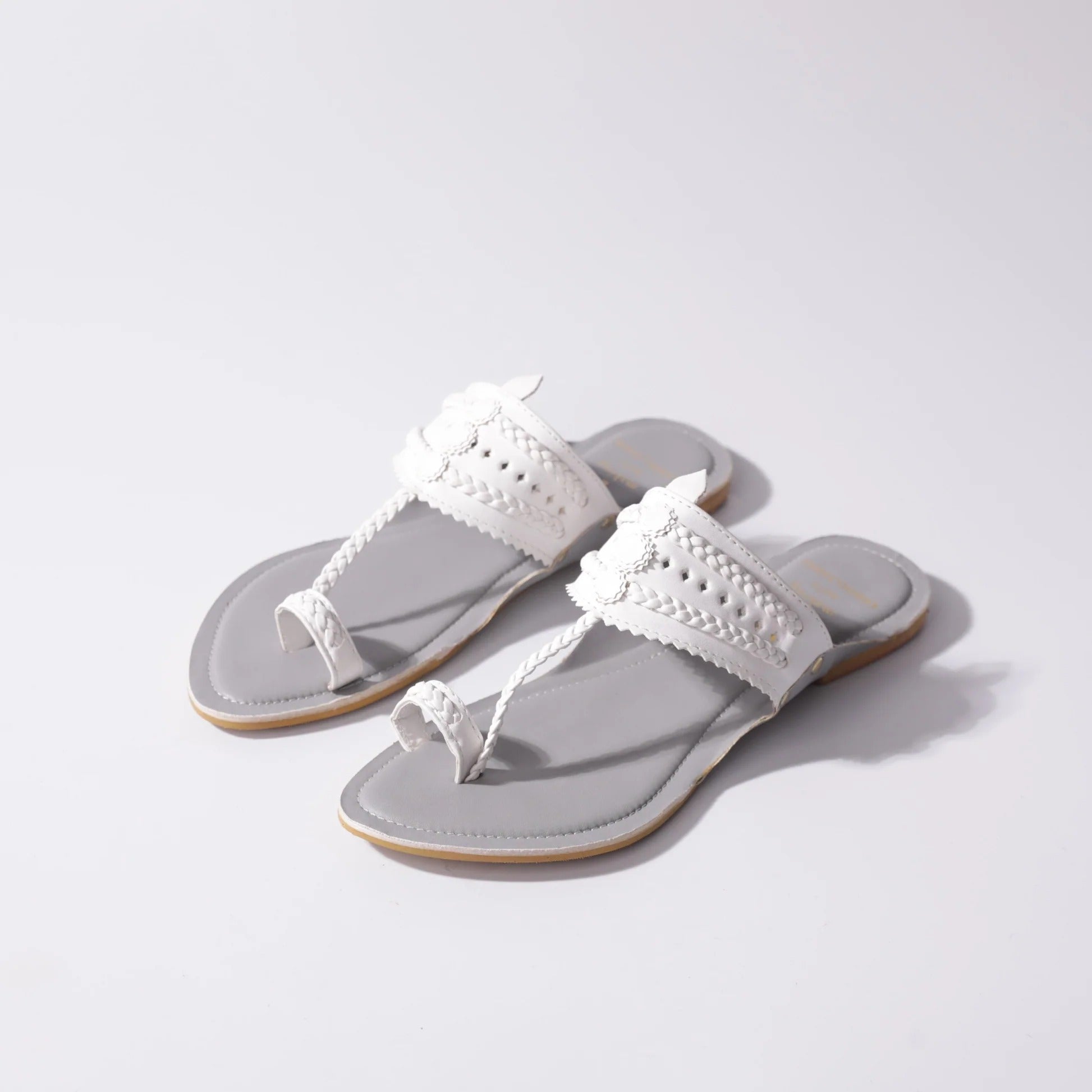 African Grey Faux Leather Kolhapuri