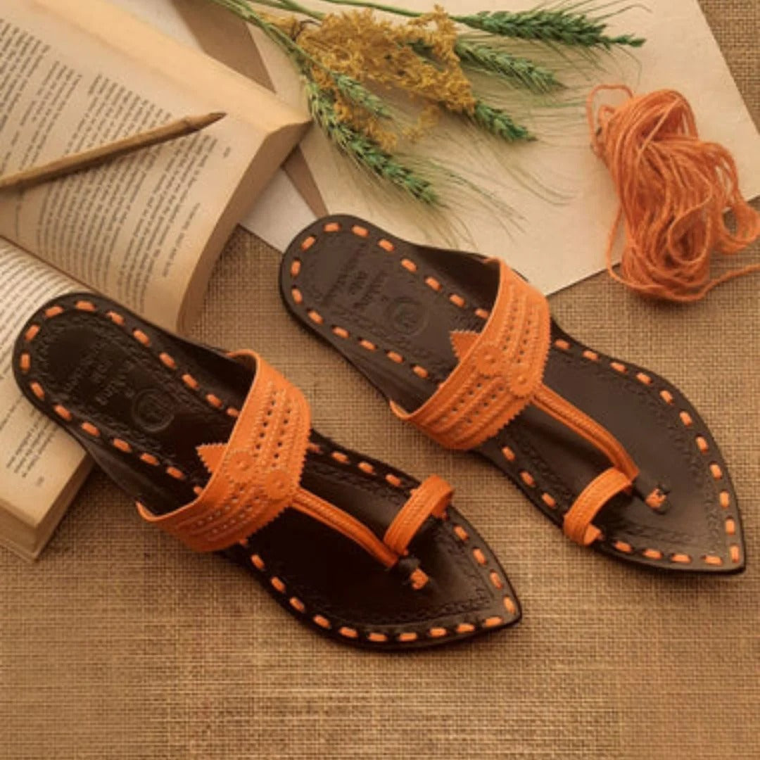 Gandhi Sandals Tangerine Orange