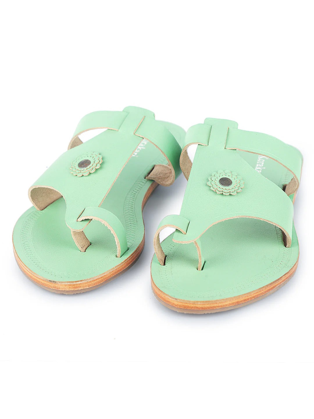 Unique Pista Green kolhapuri chappal for women