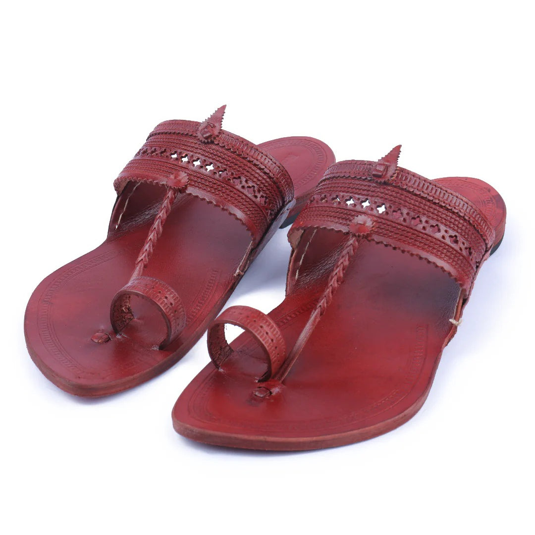 Striking Red Men's Kolhapuri Chappal