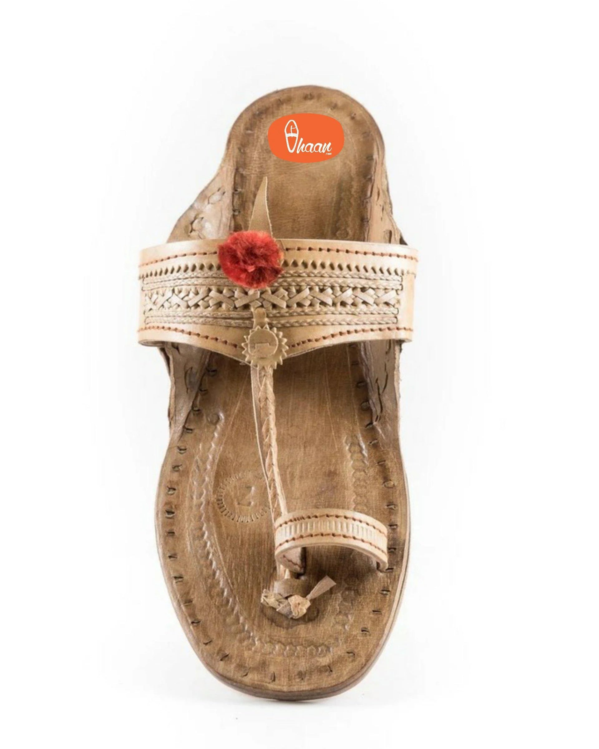 Specially Handcrafted Moja Shape Red Gonda 4 Veni Kolhapuri