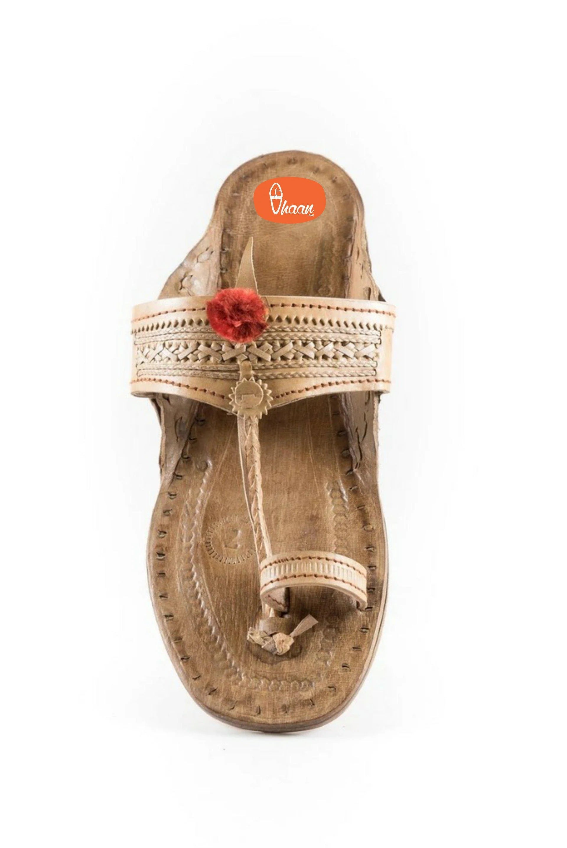 Specially Handcrafted Moja Shape Red Gonda 4 Veni Kolhapuri