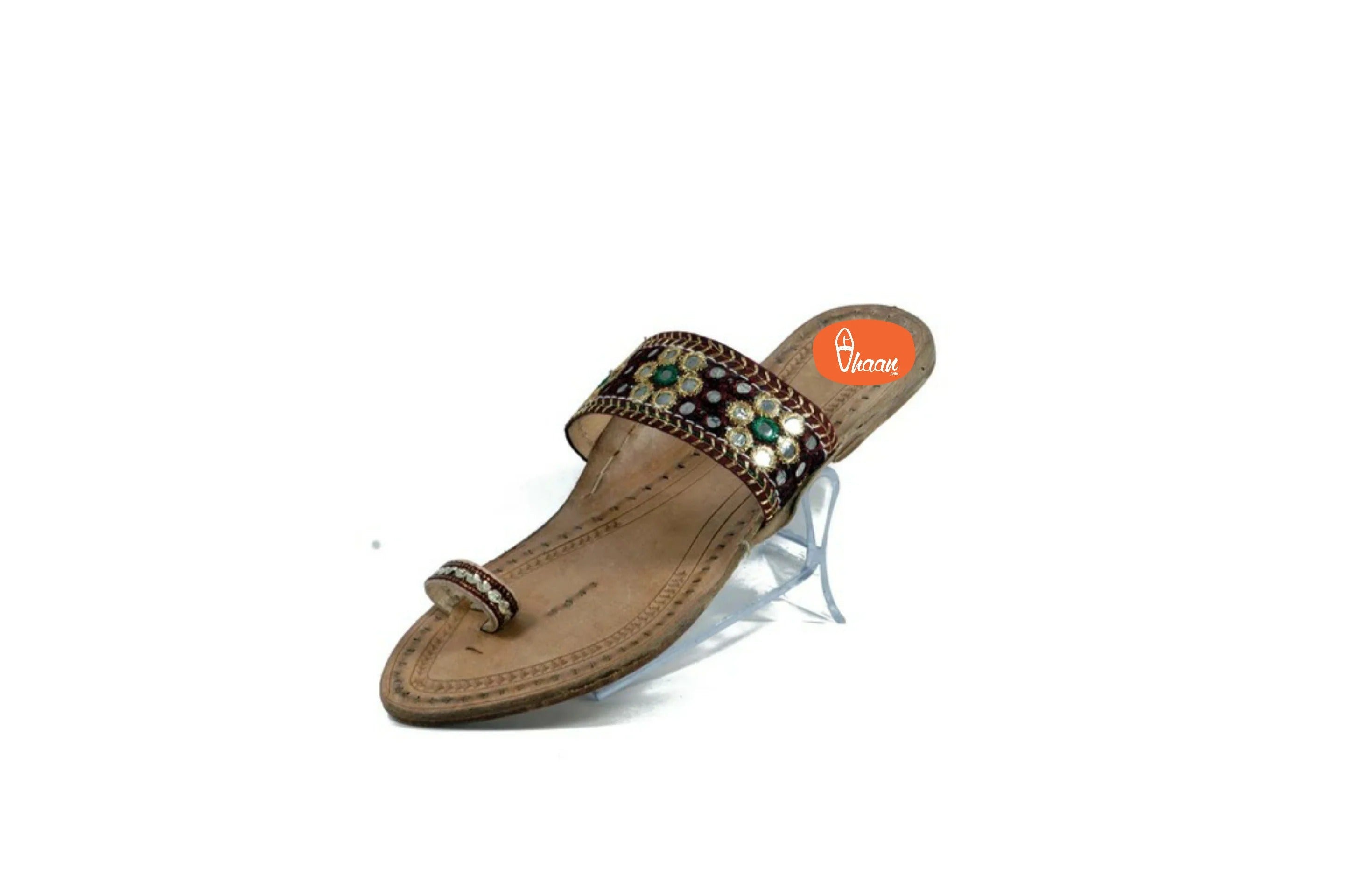 Ruby Ladies Kolhapuri Chappal Embroidered With Authentic Handicraft