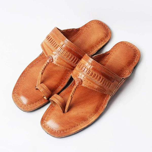 Men`s Natural T-strap Sandals