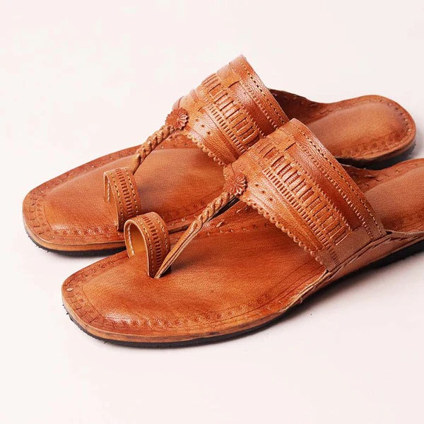 Men`s Natural T-strap Sandals