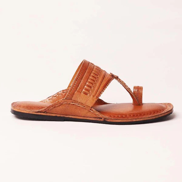 Men`s Natural T-strap Sandals