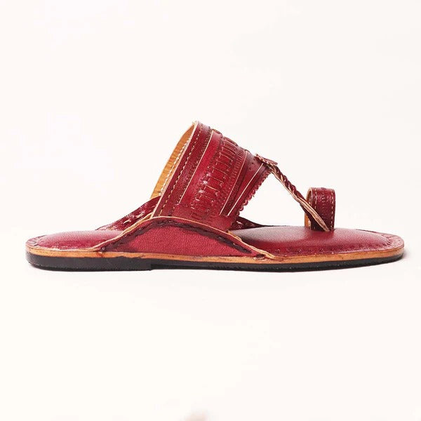 Men's Cherry Red T-Strap Sandals