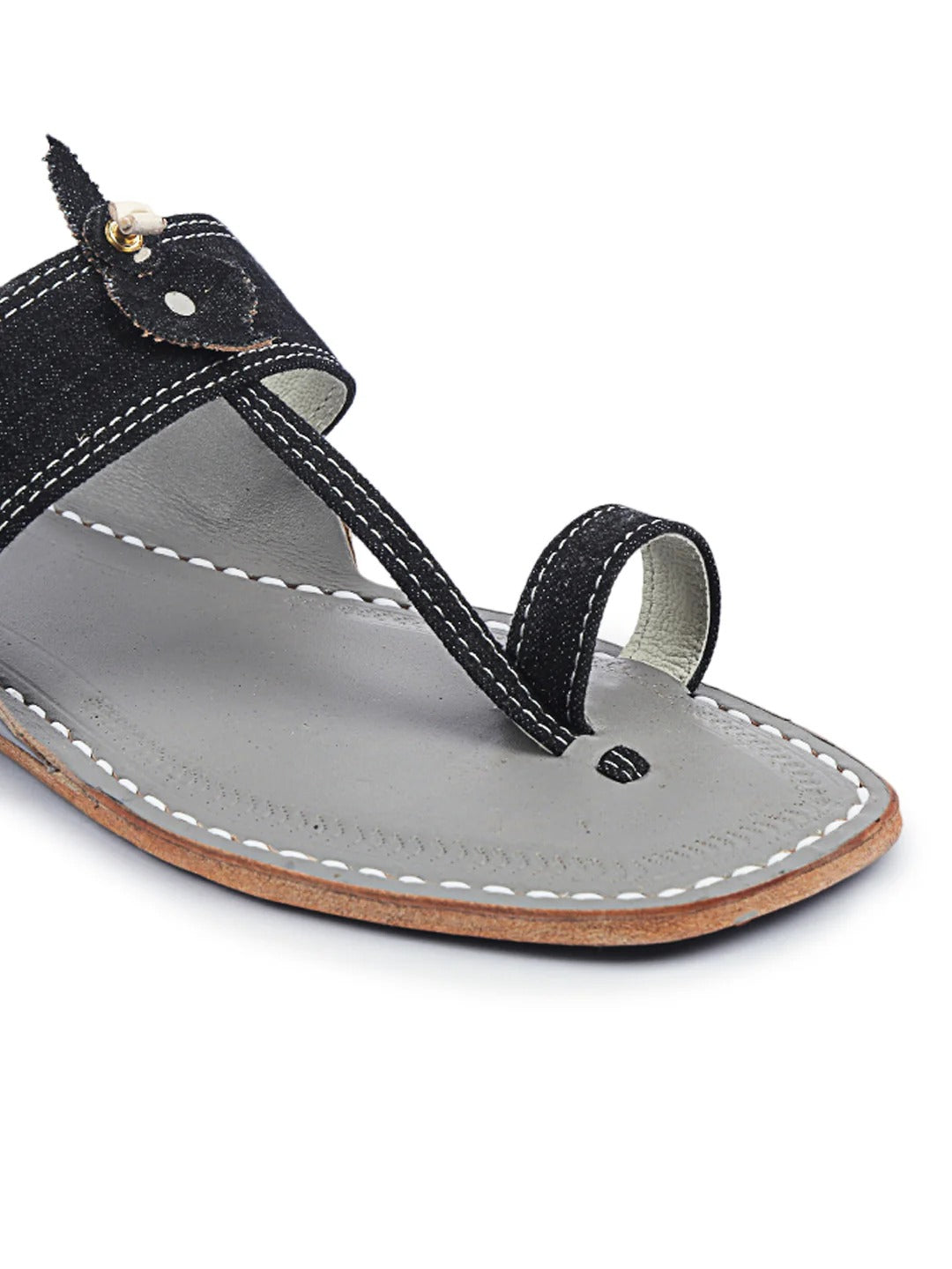 Black Denim Dapper - Kolhapuri Chappal Men