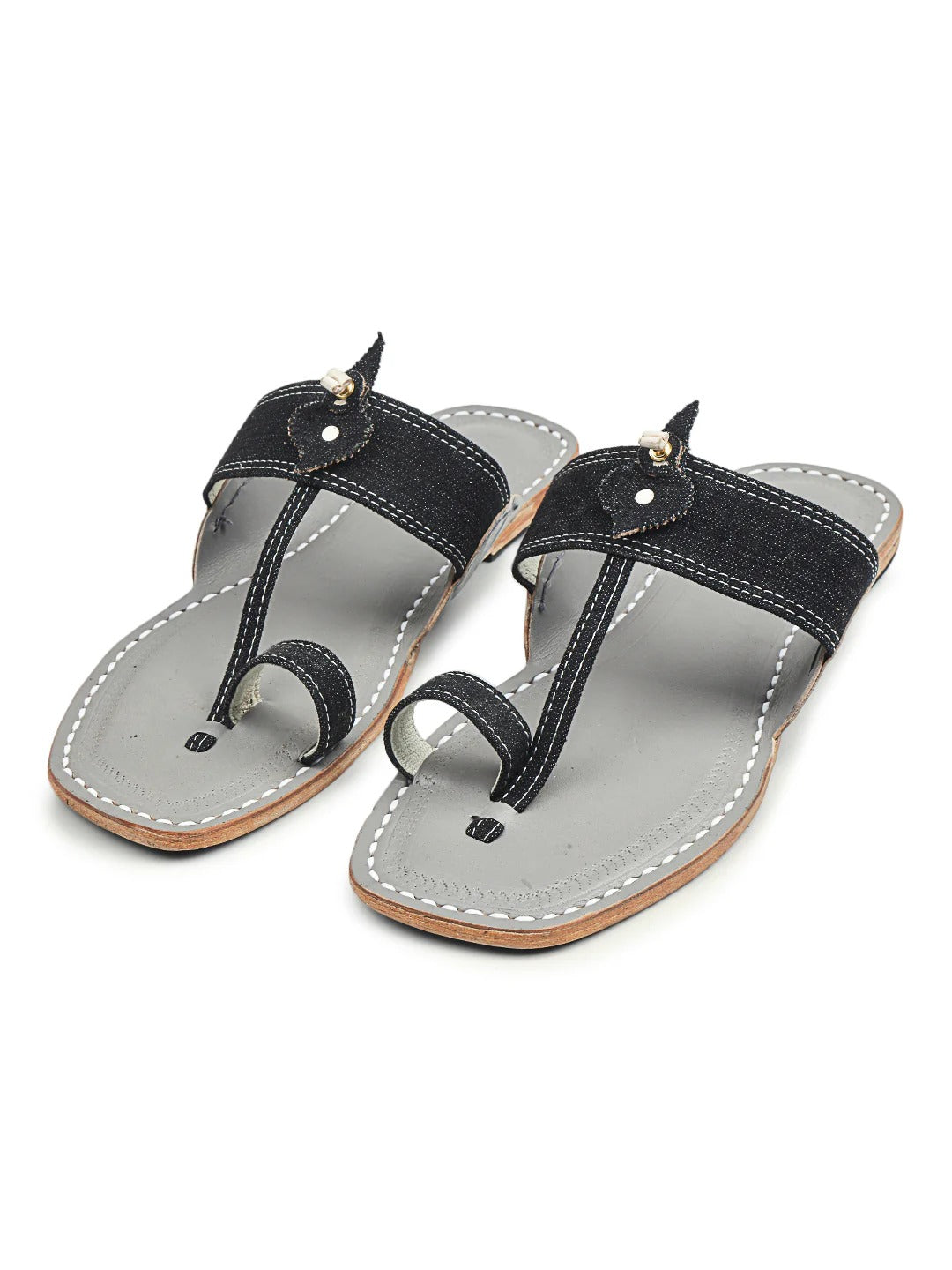 Black Denim Dapper - Kolhapuri Chappal Men