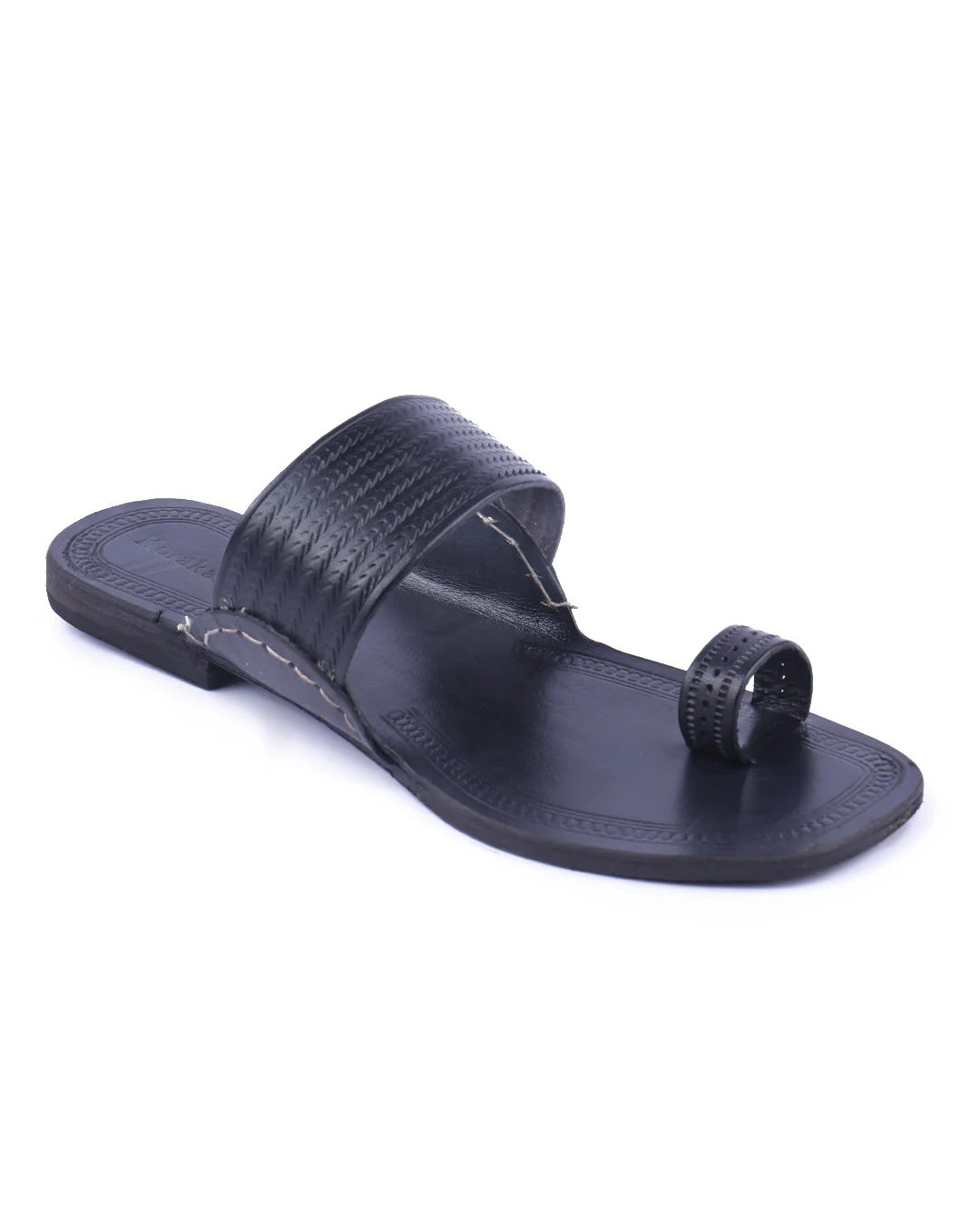 Solid Black Women's Kolhapuri Chappal