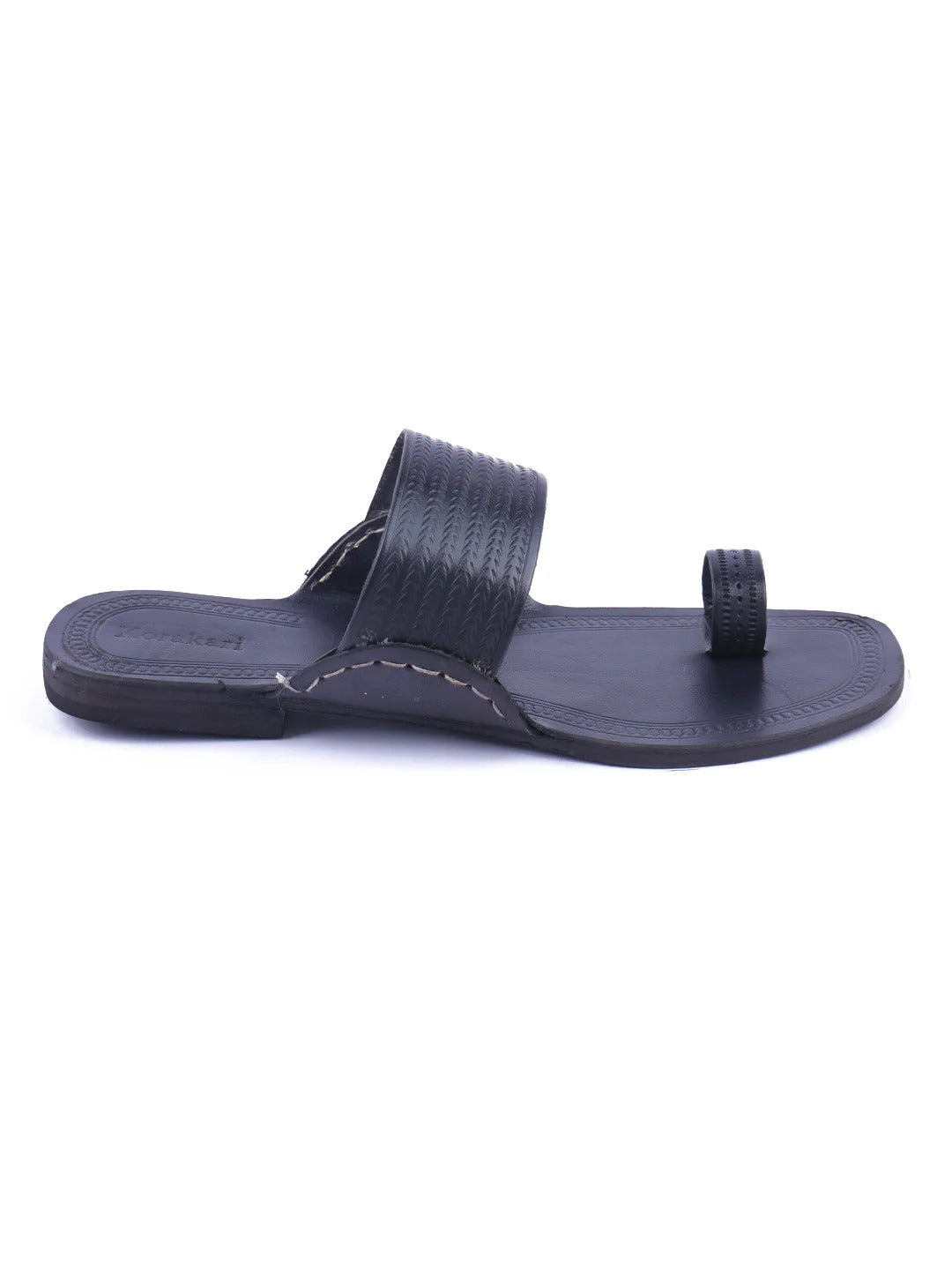 Solid Black Women's Kolhapuri Chappal