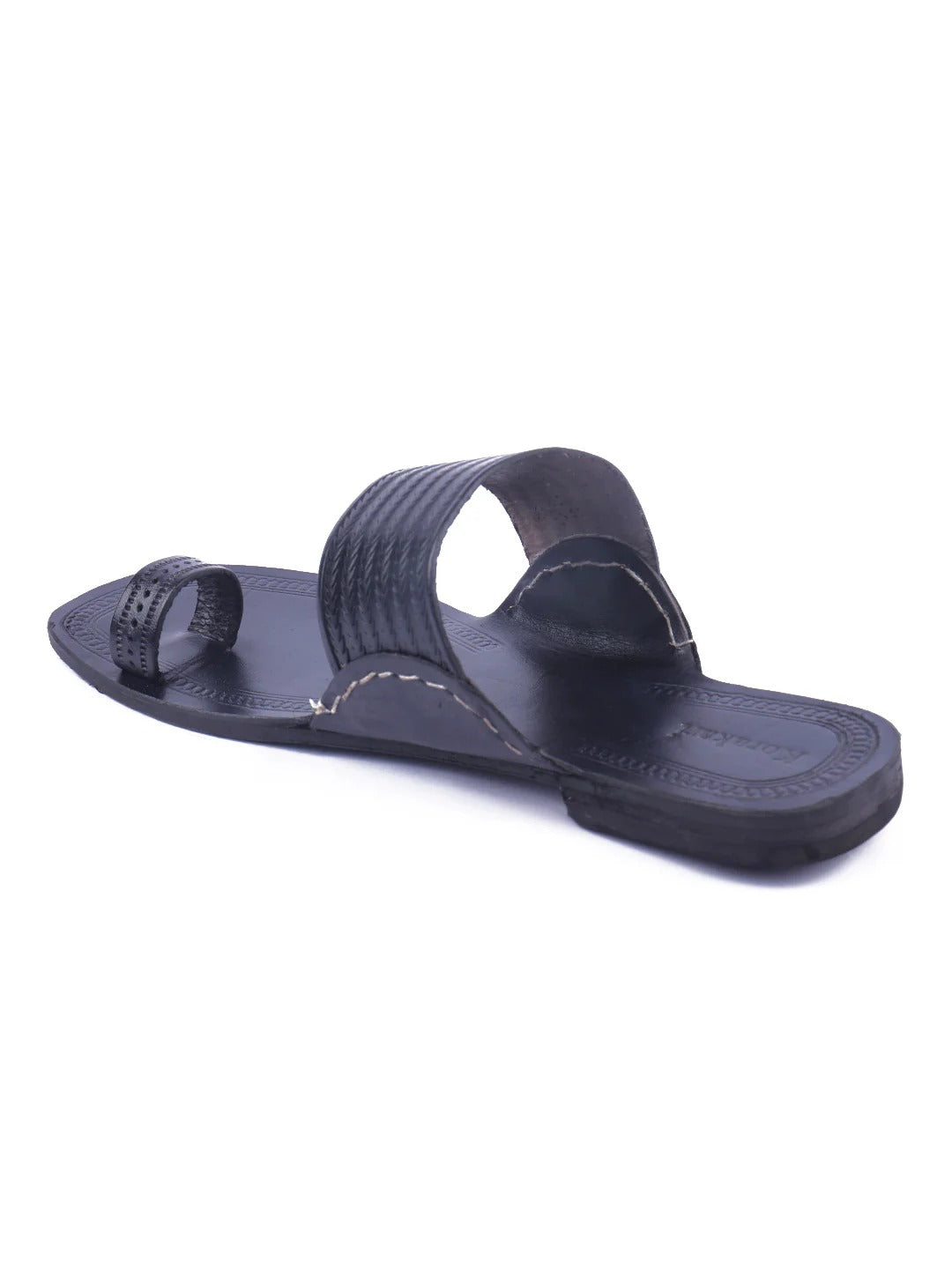 Solid Black Women's Kolhapuri Chappal