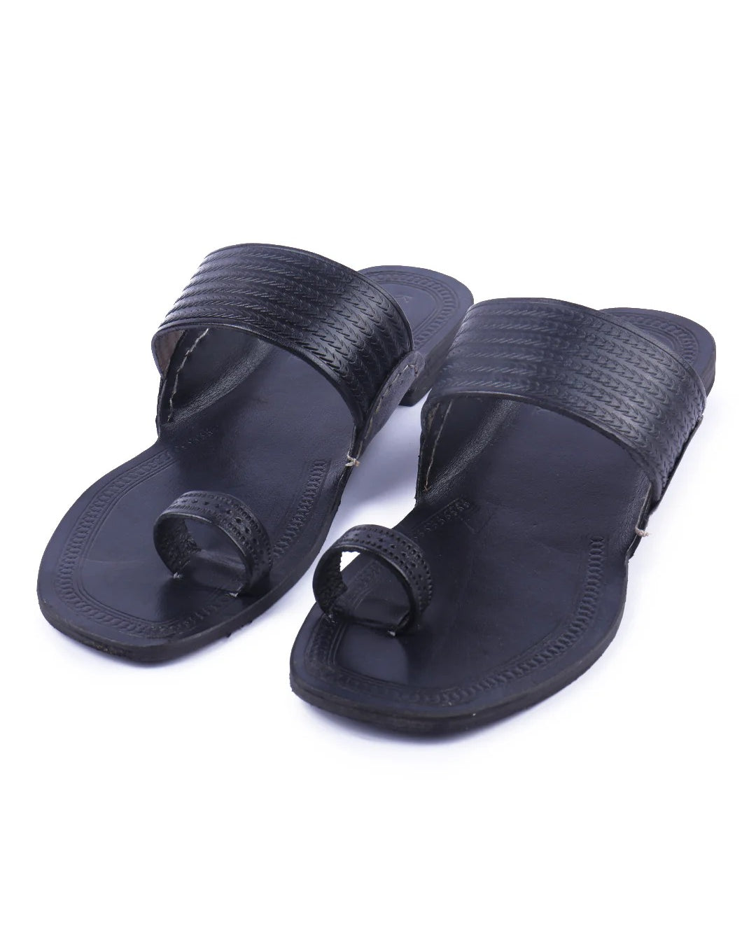 Solid Black Women's Kolhapuri Chappal