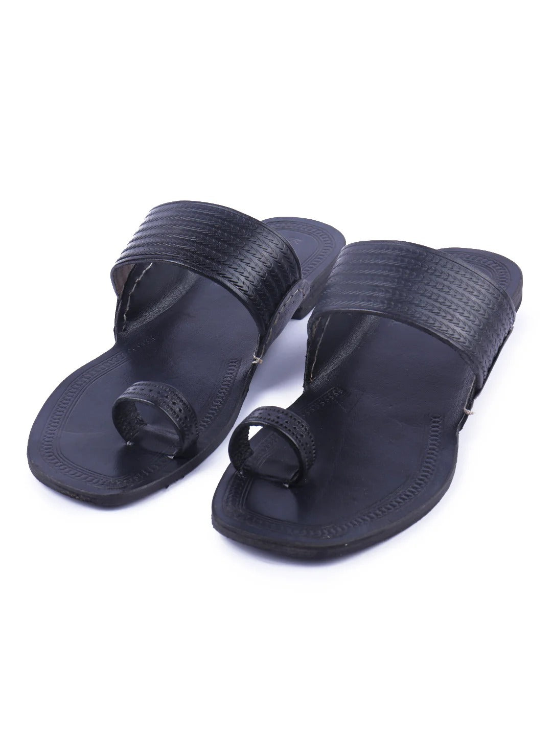 Solid Black Women's Kolhapuri Chappal