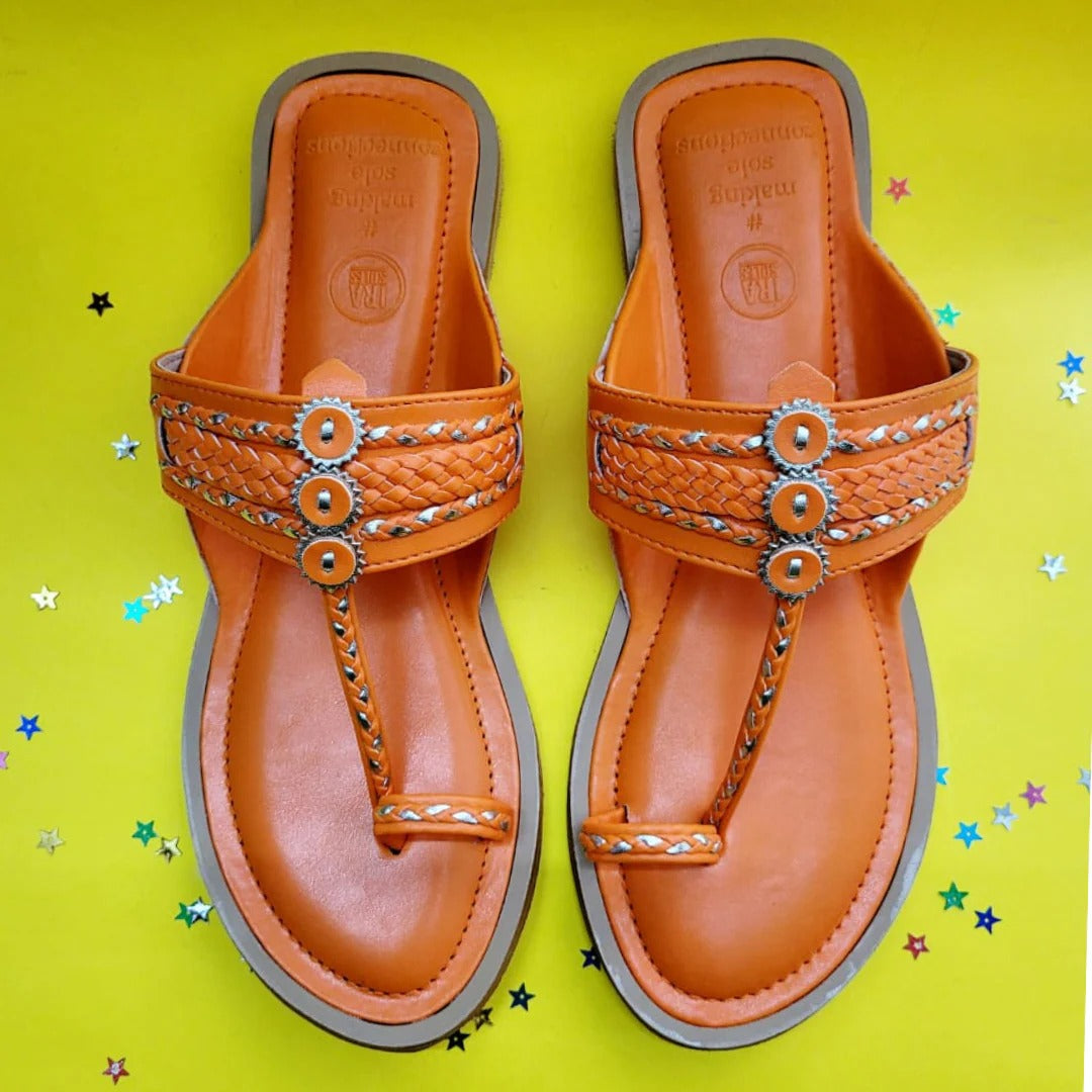 Pumpkin Orange Handcrafted Kolhapuris