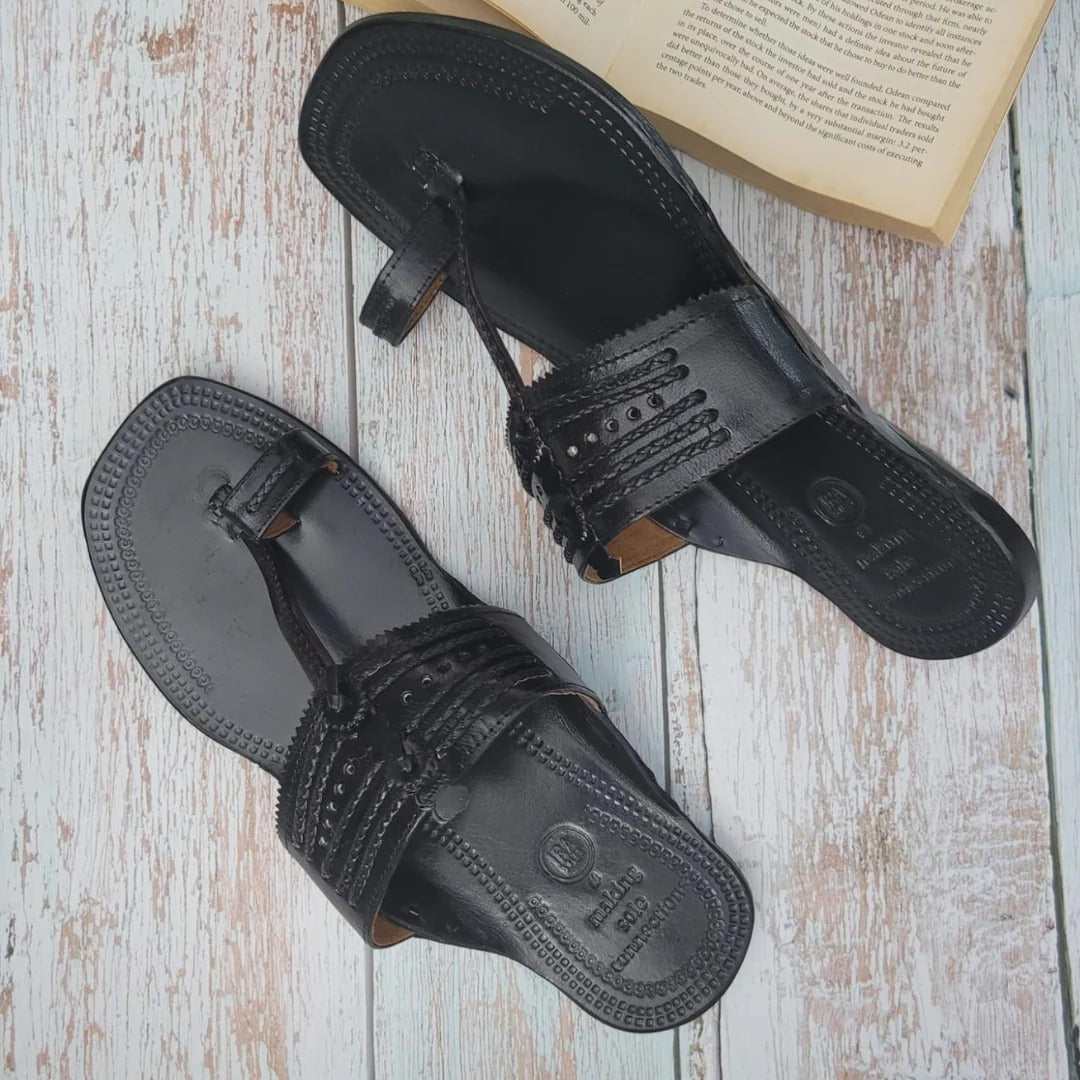 Traditional Black Men's Kolhapuri