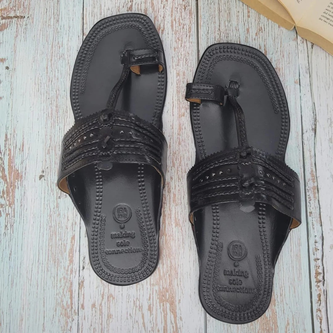 Traditional Black Men's Kolhapuri