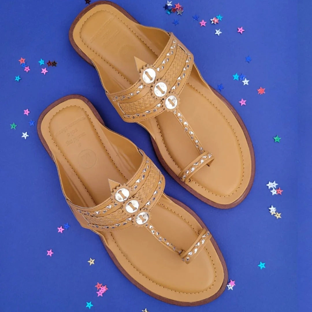 Sparkling Yellow Handcrafted Kolhapuri