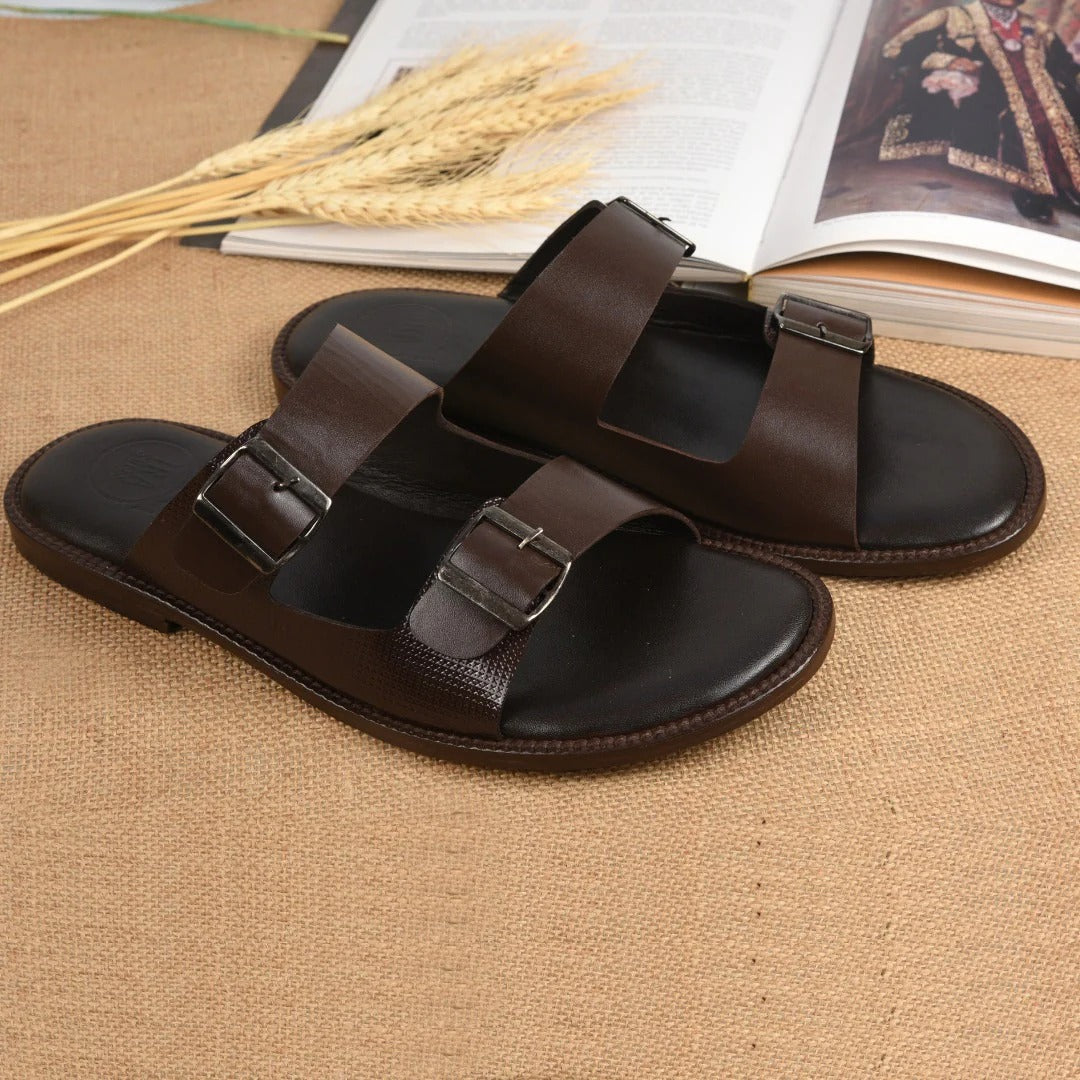 Brown Buckle Mens's Sandal