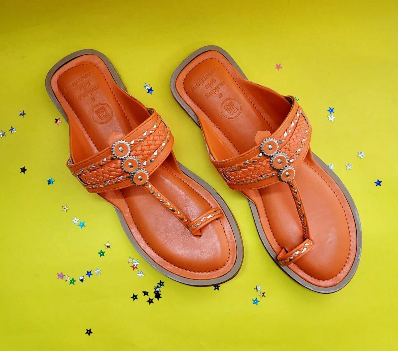 Pumpkin Orange Handcrafted Kolhapuris