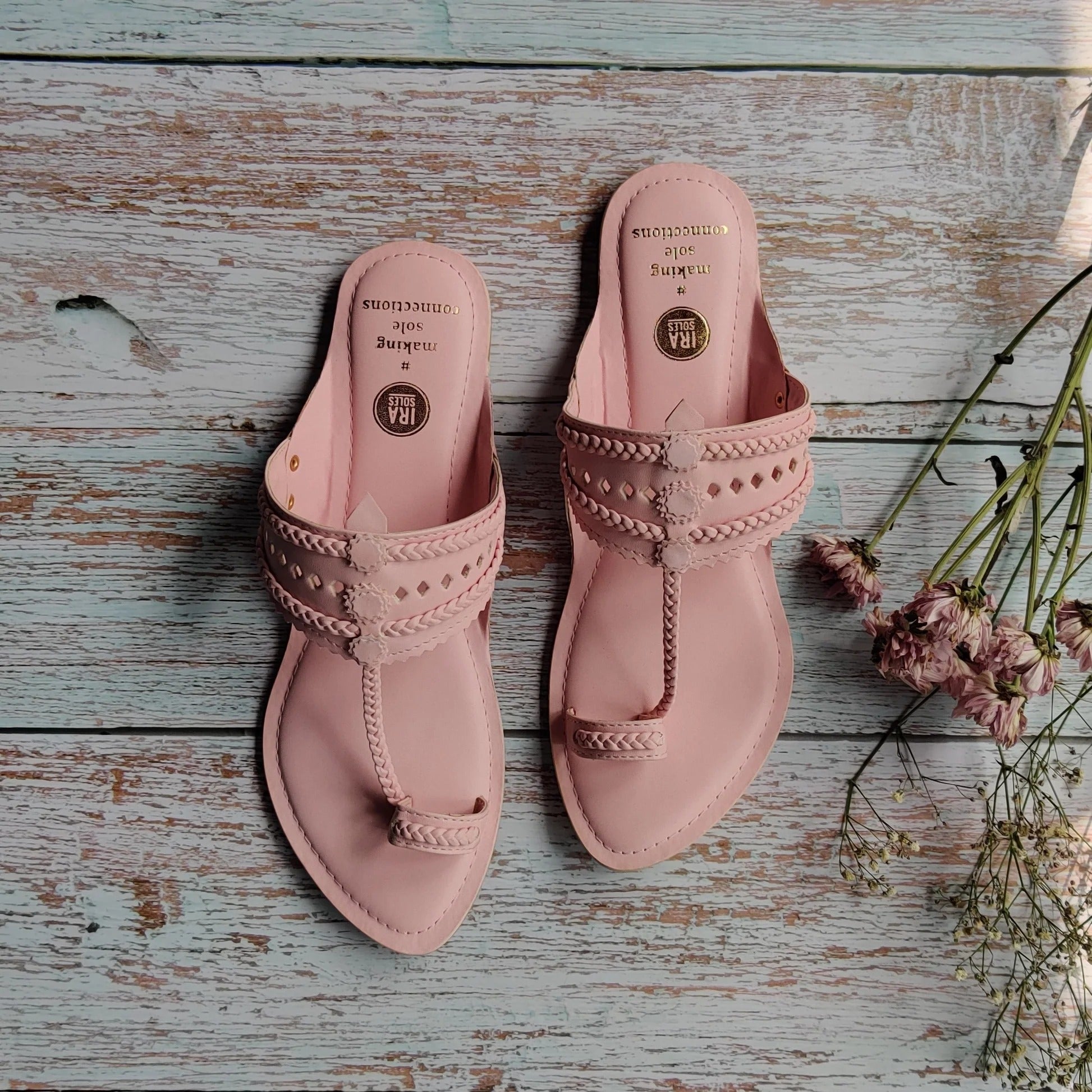 Cotton CandyFaux Leather Kolhapuris